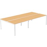 Paperflow Skupinska pisalna miza za 4 osebe, širina 1200 / 2400 mm, globina 800 / 1660 mm, bele barve / bukev | Shoptok.si