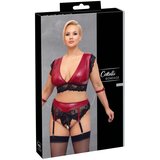 Cottelli Bondage Plus Size - komplet čipkastega modrčka (rdeča in črna) Cene