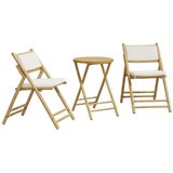 vidaXL 3-dijelni sklopivi bistro set s krem bijelim jastucima bambus | shoptok.hr