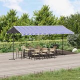 The Living Store Prostostoječa tenda modra in bela 500x300 cm krem blago jeklo - Prostostoječa Tenda, (21631572) Cene