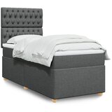 vidaXL Okvir kreveta s oprugama i madrac tamnosivi 80x200cm od tkanine | shoptok.hr