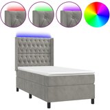  box spring s madracem LED svjetlosivi 80x200 cm baršun | shoptok.hr