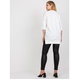 Fashion Hunters Ecru long plus size blouse with inscriptions Cene