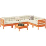 vidaXL 7-dijelni set vrtnih sofa s jastucima voštano smeđi od borovine | shoptok.hr