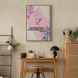  Slika - Beauty in the Eyes - Inspirational Quote with Pink Bust and Flowers 80x120 U prirodnom drvenom okviru | shoptok.hr