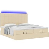 vidaXL Otomanski okvir kreveta s madracima krem 200x200cm od tkanine | shoptok.hr