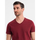 Ombre BASIC men's cotton classic tee shirt with a v-neck - maroon | shoptok.hr