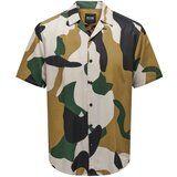 Only & Sons Srajca 'Tie' rjava / svetlo rjava / zelena / off-bela | Shoptok.si