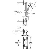 Grohe 34853001 Precision Feel stenska termostatska armatura s tuš setom | Shoptok.si