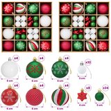  Set božićnih kuglica 88 kom. Crvena, zelena i bijela Ø 6 cm | shoptok.hr