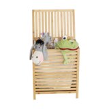 Kondela Košara za perilo, naravni bambus/bela, MENORK | Shoptok.si