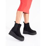 Shelvt Black suede Chelsea boots on a wedge Cijene