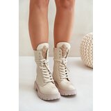 PS1 Lacquered Insulated Worker Ankle Boots With Decoration Beige Kelilea | Shoptok.si