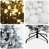  Umjetno božićno drvce s kuglicom 150 cm 150 LED lampica - Zelena i bijela 150 cm s LED žaruljama i bijelim kuglicama | shoptok.hr