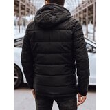 DStreet Kurtka męska zimowa pikowana z kapturem czarno-zielona | Shoptok.si