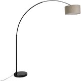 QAZQA Moderna obločna svetilka črna z boucle senčnikom taupe 50 cm - XXL | Shoptok.si