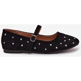 Boto Embellished Women's Ballerinas with Strap Black Olivisse | Shoptok.si