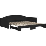  Dnevni krevet na razvlačenje crni 100 x 200 cm od tkanine | shoptok.hr