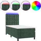 vidaXL Box spring postelja z vzmetnico LED tem. zelena 80x200 cm žamet, (20930114) Cene