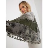 Fashion Hunters Khaki women's scarf with floral patterns Cene