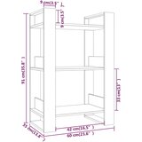 Ormarić za knjige / pregrada sivi 60x35x91 cm od borovine | shoptok.hr