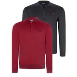 Dewberry DOUBLE SET V4007 MEN'S SWEATSHIRT-BURGUNDY-NAVY BLUE Cijene