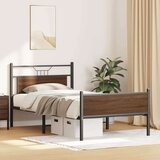 Posteljni okvir brez vzmetnice rjavi hrast 107x203 cm inž. les, (21829449) | Shoptok.si