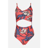 Trendyol Red Floral Patterned Tie Detailed Swimsuit Cene