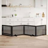 vidaXL Ograda za pse z vrati zložljiva 4 paneli črna 320 cm topolovina | Shoptok.si