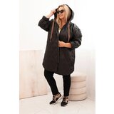Kesi Włoski Plus Size women's quilted jacket with a hood and the word HOPE black | shoptok.hr