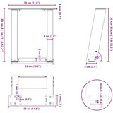  Noge za stolić U-oblika 2 kom bijele 30x(30-31) cm čelik | shoptok.hr