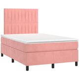 Krevet box spring s madracem LED ružičasti 120x190cm baršunasti | Eponuda.com