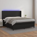  Krevet box spring s madracem LED crni 160x200cm od umjetne kože | shoptok.hr