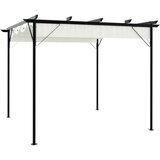  pergola z zložljivo streho kremno bela 3x3 m jeklo | Shoptok.si