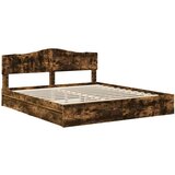  Postelja s shranjevanjem z vzglavjem Dimljeni oreh 180 x 200 cm, (5000105750) | Shoptok.si