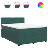 vidaXL Box spring postelja z vzmetnico temno zelena 160x200 cm žamet, (21307075) Cene