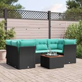  Vrtna garnitura - 7-dijelni set vrtnih sofa od poliratana s jastucima crni - Crna 1 | shoptok.hr