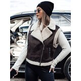 DStreet Kamizelka damska zamszowa z kożuszkiem WOOLZIP kawowa | Shoptok.si