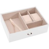  Kutija za nakit s 3 sloja i ogledalom, zaključava se, bijela, 26x18x17,5 cm | shoptok.hr
