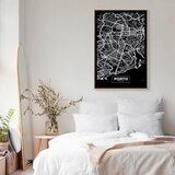 Slika - Negative Map: Porto (1 Part) Vertical 60x90 U prirodnom drvenom okviru | shoptok.hr