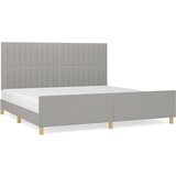 The Living Store Posteljni okvir z vzglavjem svetlo siv 200x200 cm blago - Posteljni Okvir Z Vzglavjem, (21523876) | Shoptok.si