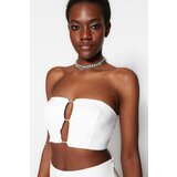 Trendyol Crop Top - Ecru - Plain Cene