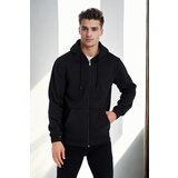 Dewberry 94090 Kangaroo Pocket Hooded Zipper Mens Sweatshirt-BLACK | Shoptok.si