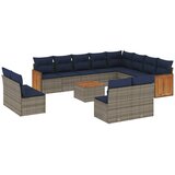 vidaXL Vrtni set s jastucima 13 dijelova sivi poliratan - Siva Sa stolom 1 | shoptok.hr