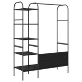 vidaXL Stojalo za oblačila s policami Črna hrastovina 120x44x160 cm Inženirski les | Shoptok.si