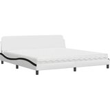 Krevet s madracem Dover bijeli-crni 200 x 200 cm od umjetne kože | Eponuda.com