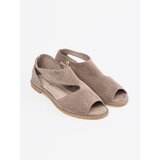 GOODIN Dark beige openwork flat sandals | Shoptok.si