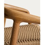 Kave Home Barski stol z nasloni za roke iz masivnega hrasta v naravni barvi (vi&amp;scaron;ina sedeža 65 cm) Derile &amp;ndash; Slike