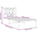  Metalni okvir za krevet s uzglavljem crni 75x190 cm | shoptok.hr