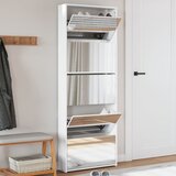  The Living Store Omarica za čevlje z ogledalom 5-nadstropna bela 63x17x169,5 cm - Omarica Za Čevlje, (21442342) Cene